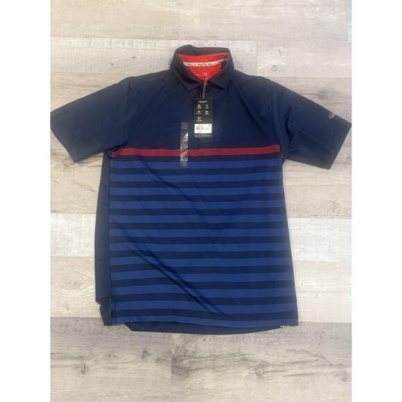 Walter Hagen Polo Shirt Mens Small Navy Blue Red Stripe Performance Golf New - Picture 1 of 7